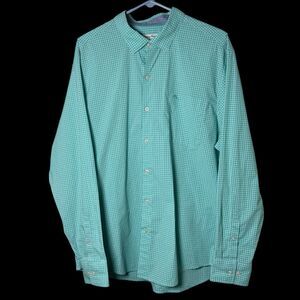 Tommy Bahama Men's XL Teal Gingham Casual Button-Down Shirt Long Sleeve